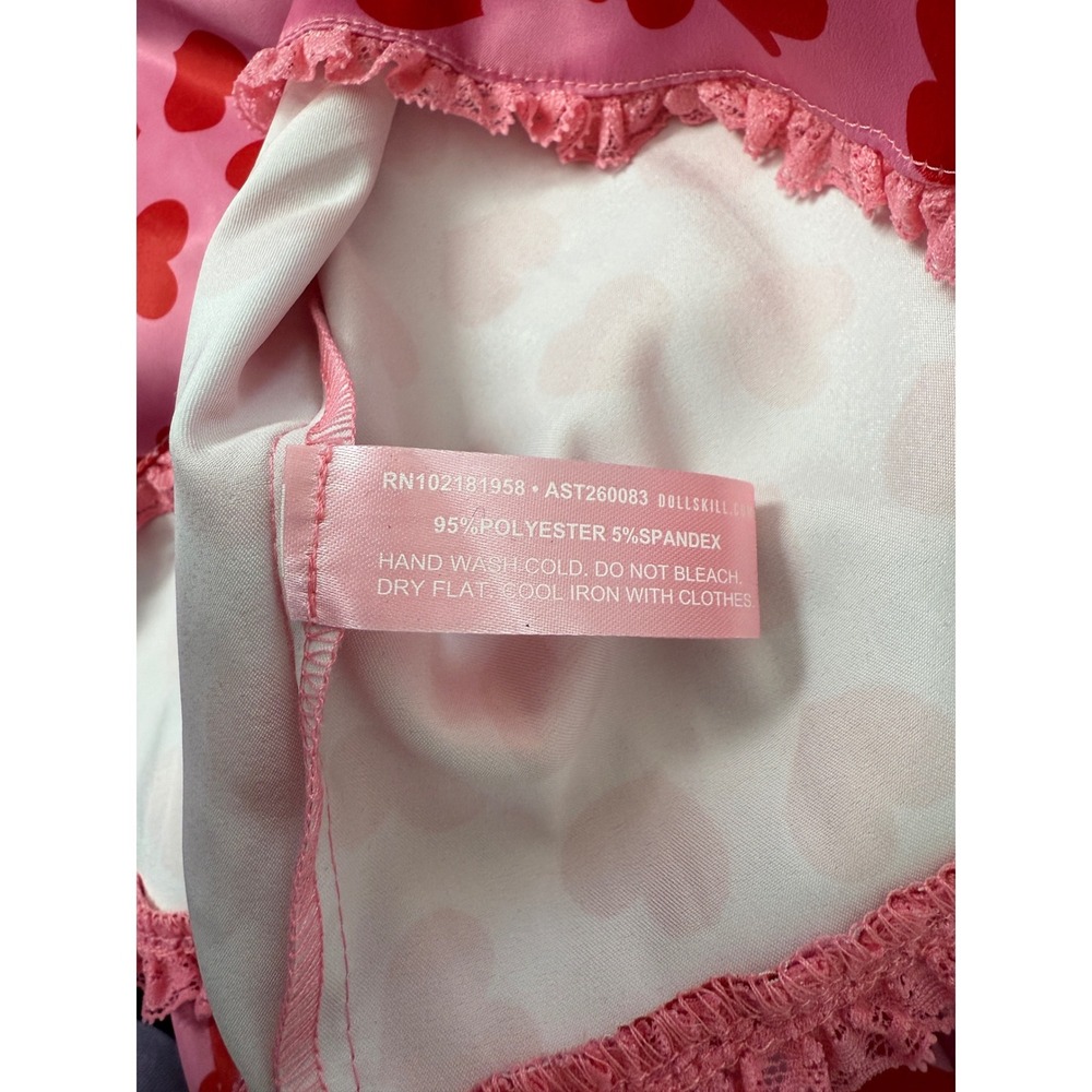 Sugar Thrillz Pink Heart Print Satin Midi Dress XXL Lace Up Corset Back - Picture 8 of 11